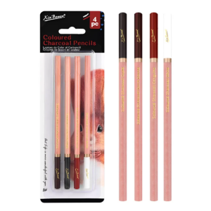 4 Lápices Dibujo Carboncillo Colores Artistas Profesionales