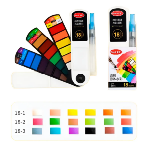 Uffiziarts Acuarela Plegable Portátil Abanico 18 Colores