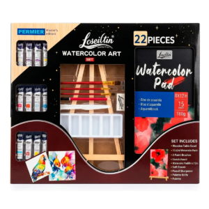 Set Acuarela Uffiziarts 22 Piezas Con Caballete Y Accesorios