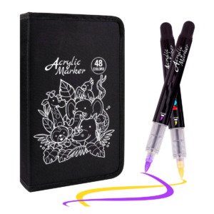 48 Colores Plumones Acrilicos Pomac Punta Pincel