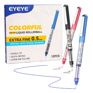 Bolígrafos Eyeye Negros Con Punta De Aguja 12 Pzs Pvn159.5 Negro/azul/rojo