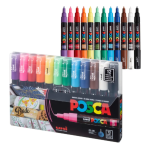Marcadores Acrílicos Posca 12 Colores Punta Fina 0.7mm