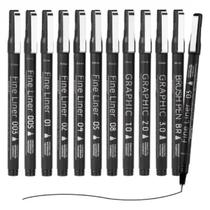 Estilógrafos Fineliner Eyeye 12 Piezas Negro Para Dibujo y Lettering
